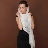 100% echte zijde hijab lange sjaal strand 180 * 90 cm sjaals beige wit zwart Bourgondië rose rood paars groen geel oranje blauw cape 211013