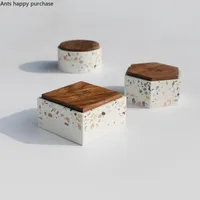 Aufbewahrungsboxen Bins Wassermühle Schmuckkasten dekorative Utensilt Desktop Dekoration Kosmetik Organizer Bambus Holz