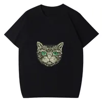 Trendy Cat printing T shirt Luxury Men Designer Short Sleeve High Quality Black White Tees Size S-XXL