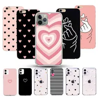 Trendiga rosa älskare älskar hjärta klart telefonväska till iPhone 12 11 13 PRO MAX MINI 5 5S E 7 8 6 6S PlusX XR XS skyddskåpa G1103
