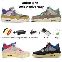 Union X 4 hommes Chaussures de basket-ball 30e anniversaire 4S Formateurs Sporteurs Sneakers Sports Desert Moss Turquoise Blue Blue Dark Iris Haze Haze avec boîte