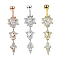 Diamond Water Drop Belly Ring Gold Rvs Body Puncture Bell Button Rings Nail voor Dames Mode-sieraden Will en Sandy Gift