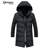 Luxe Merk Heren Donsjack WWKK Kleding Winter Donsjack Mannen Business Lange Dikke Jas Solid Mode Bovenkleding Warm Man