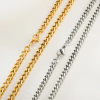 Männer Frauen 18 Karat vergoldet Hip Hop Halskette Kupfer Kuba Kette 3mm 5mm Gold Silber Kubanische Kette Halskette Modeschmuck Whosales 233 Q2
