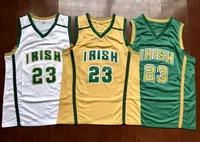 미국 lebron 23 제임스 농구 유니폼 세인트 고등학교 아일랜드 레트로 유니폼 스티치 화이트 옐로우 그린