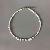 2020 тенденция персонализированное имя ожерелье мода раковина звездная буква украшена натуральная жемчуга короткими ювелирными изделиями подарок на день рождения колье