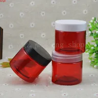 (50 stücke) 50g Leere rote rote Kunststoff-Gesichtscremeglas mit Schraubkappen-Container kosmetische VerpackungHohe Menge
