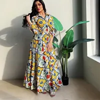 Casual Dresses Ethnic Style Shirt Long Dress African Clothing Fashion Dashiki Women's Lapel Sleeve Printing Belt Soft 2021