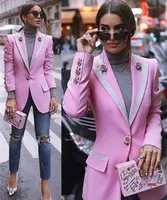 Jaquetas femininas ternos designer manga comprida floral forro rosa botões rosa blazers jaqueta exterior feminino