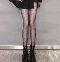 Mode Zwarte kousen voor vrouwen Letter Afdrukken ondergoed Sexy kousen Summer Trendy Lady Socks Hosiery High Taille Fishnet Pantyhose