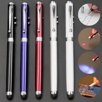 4 1 Metal Tükenmez Kalem Çok Fonksiyonlu LED Lazer Işık Kalemler Stylus Öğretim Kalemi
