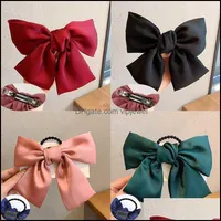 Hair Jewelry Jewelryhair Clips & Barrettes Fashion Bow-Knot Floral Elastic Band Scrunchies Big Bow Ribbon Rubber Bands For Women Girls Korea