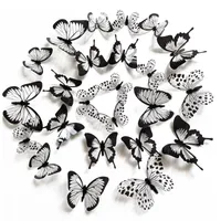 Vägg klistermärken 3d tredimensionell simulering svart och vitt mönster fjäril klistermärke festliga smycken vardagsrum dekorativ pinne