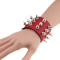 EurAmerican Punk niet-mainstream overdreven armband Conical aangerichte klinknagel drie rijen lederen armband sieraden