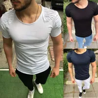 Dantelli Omuz Erkek Tasarımcı Tişörtleri Moda Katı Renk Ekip Boyun Kısa Kollu Tişörtleri Rahat Erkek Yaz Tops