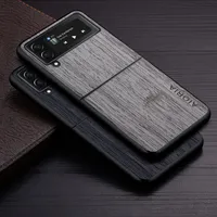 Samsung Galaxy Z için Kılıflar Flip 3 5g Z Flip3 Funda Bambu Ahşap Desen Deri Kapak Lüks Coque Galaxy Z Flip 3 Case Capa