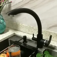 Rolya Matte Black Kitchen Faucet 싱크 믹서 Tri-Flow 3 Way Water Filter Tap