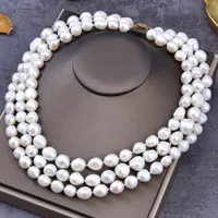 GuaiGuai Jewelry 13-14mm AA White Baroque Pearl Necklace For Women Real Gems Stone Lady Fashion Jewellery