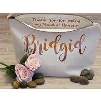 Gift Wrap Will You Be My Bridesmaid Cosmetic Bags Personalized Canvas Makeup Bag Maid Of Honour Bride Zipper Pouches Brithday Gifts