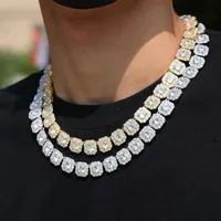Cadenas Hombres helados Out 12mm Cuadrado Diamante Collar Hip Hop Bling Mujeres Trendy Miami Cuba Curb Link Chain Pulsera Hipster Punk Jewelry