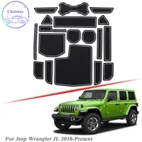 Jeep Wrangler JL için 19 adet Araba Styling JL 2018-Mevcut Lateks Kapısı Slot Pad İç Kapı Oluk Mat Kaymaz Toz Mat Ile Araba Marka Logosu
