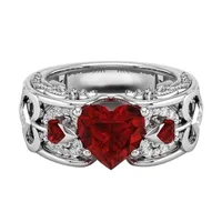 Anéis de casamento Anel de noivado do dia dos namorados para meninas em forma de coração liga jóias baguage femme anillos acero inoxidable mujer