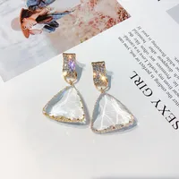 Dynda Chandelier WLP Geometryczne Drop Kolczyki Dla Kobiet Bijoux Trójkąt Clear Crystal Kolczyk Oświadczenie Biżuteria Prezenty