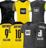 Homens camisetas Borussia Camiseta de Fútbol 21 22, Camisa Haaland Reus, Neongelb, Bellingham, Sancho, Hummels, Bambúrguer, 2021, 2022