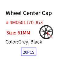 20pcs 자동 액세서리 61mm 회색 블랙 휠 커버 센터 모자 4M0601170 JG3 허브 모자 림 배지 엠블럼 스티커 스타일링
