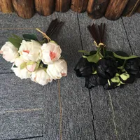 Doğal Dokunmatik PU Şakayık Tomurcukları Buket Düğün Gelin Holding Çiçek Gelin El Tutun Çiçekler Ev Dekoratif Süs 8 Heads / Paketler