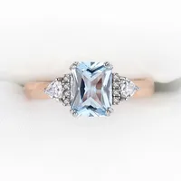 925 Sterling Silber Ehering Ringe Edelstein Blau Topaz Rose Gold Überzogen Für Frauen Luxus Elegante Fine Schmuck Ungewöhnliches Zubehör 220121