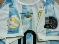 Versión del jugador Argentina Fútbol Jersey Copa America Final 10 Julio 2021 # 10 Messi Soccer Shirt # 11 di Maria fútbol uniforme + parche-14