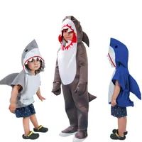 Sevimli Yürüyor Gri Köpekbalığı Cosplay Cadılar Bayramı Kostüm Çocuklar için Erkek Sharks Tulum Çocuk Noel Doğum Günü Partisi Grubu Fantezi Elbise Q0910