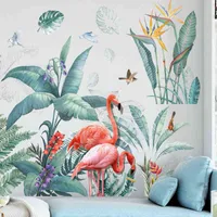 Grote Flamingo Gras Muurstickers voor Woonkamer Slaapkamer Binnenbord Verwijderbare DIY Decals Art Home Decor 220106