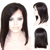 Wholesale Brown Color Glueless Front Lace Wig With Natural Hairline Straight Short Bob Wig Human Hair For Black Women