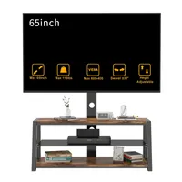 US Stock Home Furniture Wooden Storage TV Stand Black Tempered Glass Height Adjustable Universal Swivel Entertainment Center With Mount
