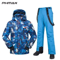 Phmax 겨울 스키 정장 남자 여성 방풍 스키 재킷 바지 세트 방수 따뜻한 야외 스키 및 스노 보드 재킷 유지