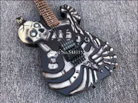 Hembry a mano tallada J Frog George Lynch Skull Huesos Guitarra eléctrica Floyd Rose Tremolo, Fijando de palisandro, Hardware negro