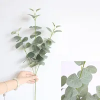 Decorative Flowers & Wreaths Artificial Long Pole Eucalyptus Leaf Leaves Plants Money Fake Wall For Wedding Shooting Prop Home