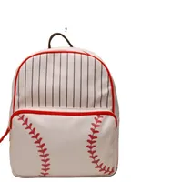 Backpack RTS 1PCS Wholesale PU Gym Baseball Prints Women Faux Leather With Black Stripes And Lace Bottom DOM1767