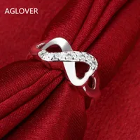 Cluster Rings Aglover 925 Sterling Silver Zirkoon Acht Karakters Ring voor Dames Mode Bruiloft Engagement Party Gift Charm Sieraden GIF