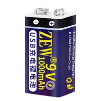 9 V 1000 mAh Tip-C / Mikro-USB Şarj Edilebilir Pil Termometre Alarm Cihazı Mikrofon Lityum Piller A18