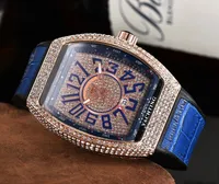Wysokiej Jakości Luksusowe Znane Męskie Kobiety Skórzany Wrist Watch Ruch Kwarcowy Mężczyzna Czas Zegar Zegarek Zegarek Męskie Zegarki Pełny Diament Pełny ICE Out Watch