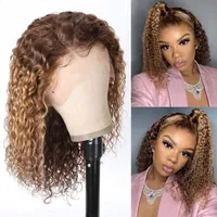 Lace Wigs #4 #27 Ombre Short Human Hair Bob Wig Highlight Colored Deep Curly 360 Frontal 180 Density Remy For Black Women