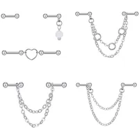 Brincos industriais cadeia de jóias perfuradoras com barra de aço inoxidável dupla hélice 220228