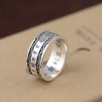 Anéis de cluster buddha coração sutra anel 100% real 925 estilo antigo casal casal marici bodhisattva presente de escritura de prata tailandesa