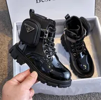 Fille Bottes 2022 Mode Printemps noir style britannique cheville enfants en cuir PU Tide Enfants d'hiver Chaussures plus de velours