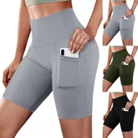 Calças de ioga para mulheres shorts esportes casuais bolso abdominal apto esportes xr7k