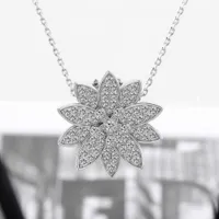 Marke Pure 925 Sterling Silber Schmuck für Frauen Lotus Neckalce Brosche Blume Anhänger Glücksklee Sakura Hochzeitsfest Halskette