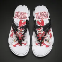 Sapatos de praia dos homens 2021 Anti-derrapante e anti-odordor Flip-flop traineira vermelho chinês vento